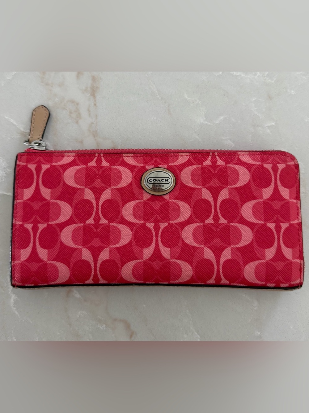 Coach Peyton Dream C Slim Zip Wallet – Pink Signature